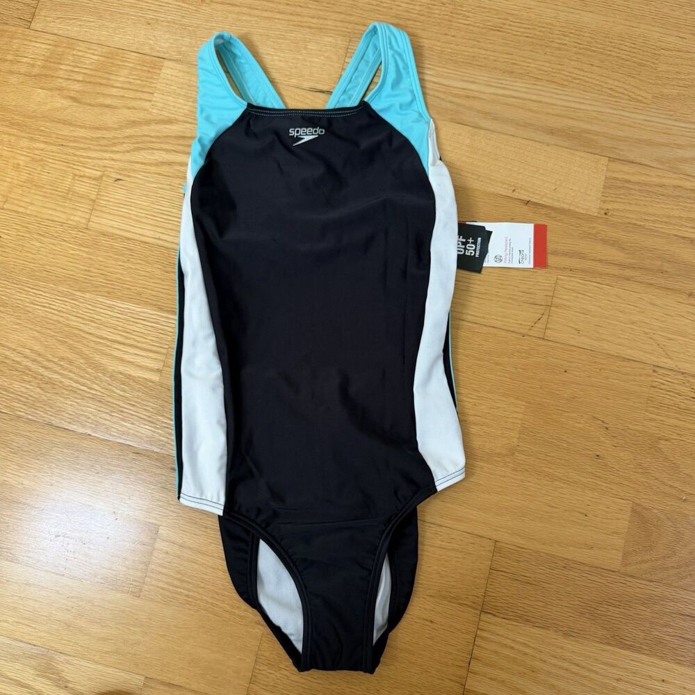 Speedo Girls' NWT Infinity Splice One Piece Swimsuit Sea Level 16 Summer Pool